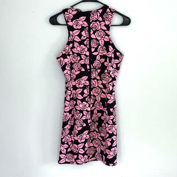 NWT H&M Black and Pink Rose Bodycon Dress - Picture 4 of 7